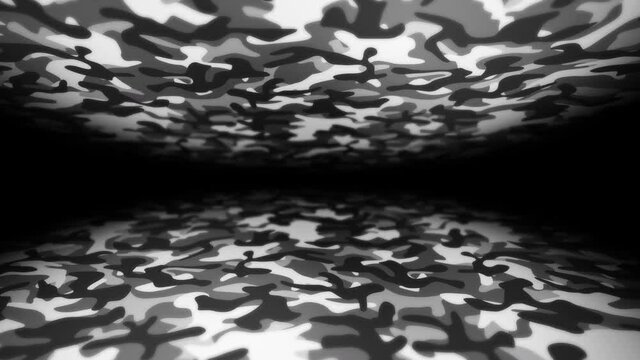 White camouflage pattern background. Military uniform concept. Abstract line and wave texture. Loop animation.