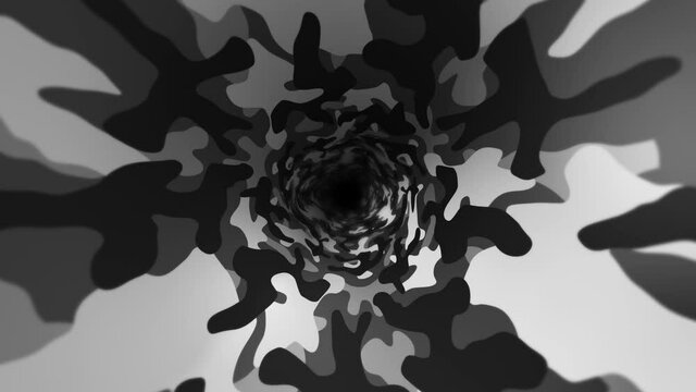 White camouflage pattern background. Military uniform concept. Abstract line and wave texture. Loop animation.