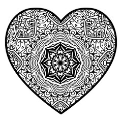 Doodle line art cut-out Heart. Vector illustration.