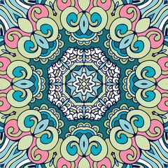 Abstract festive colorful floral mandala vector ethnic boho pattern