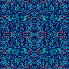 Festive colorful seamless vector pattern psychedelic doodle art