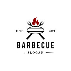 barbecue logo cooking class slogan vector minimalist creative design