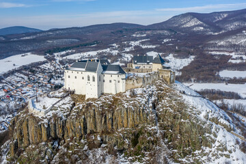 Fototapeta na wymiar Hungary panorama view of Fuzer (Füzér) castle and Zemplen (Zemplén) mountains. The castle built in 1264.