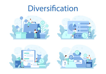 Business diversification concept set. Risk management strategy