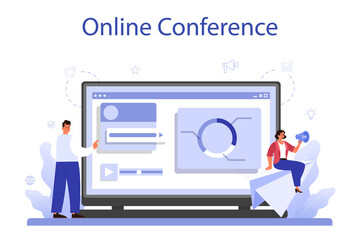 Leadership online service or platform. Manager leading a workteam. Strategy