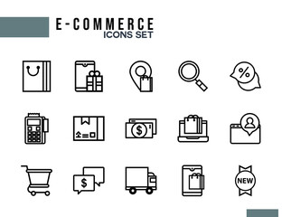 Online Shopping, Ecommerce, icon set illustration