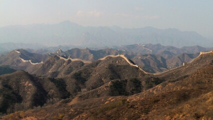 Panoramic view of a Great Wall of China segment