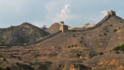 Fototapeta na wymiar Panoramic view of a Great Wall of China segment