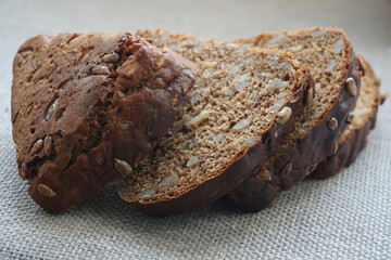 rye bread sliced with seeds