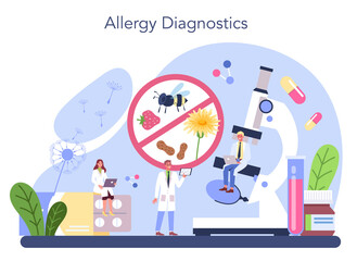 Fototapeta na wymiar Allergist concept. Disease with allergy symptom, medical allergology
