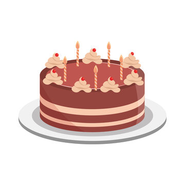 birthday cake chocolate creme and burning candles