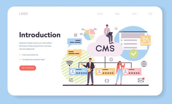 CMS introduction web banner or landing page. Content management