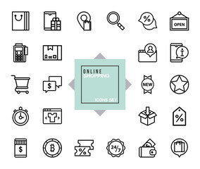 Big icon set, ecommerce group, on line shopping