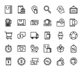 Line icon set, e - commerce icons
