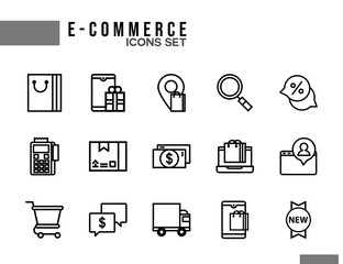 e commerce icon set, found illustration