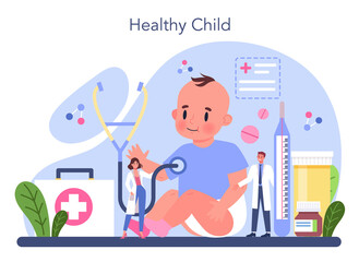 Pediatrician concept. Doctor examining a child with stethoscope.