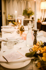 Candlelight dinner party table setting 