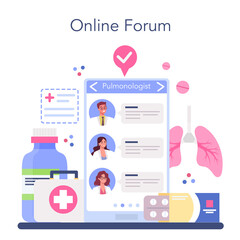Pulmonologist online service or platform. Idea of health