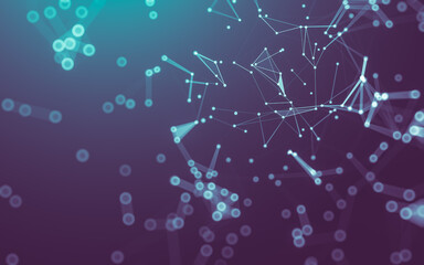 Abstract background. Molecules technology with polygonal shapes, connecting dots and lines. Connection structure. Big data visualization.