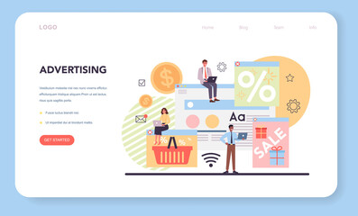 Website advertising web banner or landing page. Customer attention