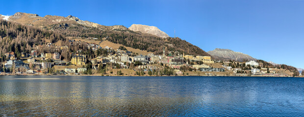 Obraz premium St. Moritz is a high Alpine resort town in the Engadine in Switzerland, at an elevation of about 1,800 meters