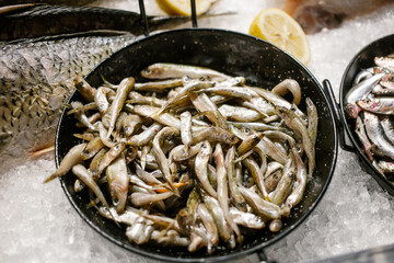 Fresh small fish on the market