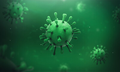 Virus verde flotando