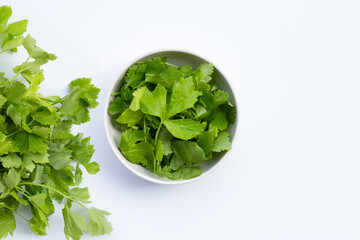 Chinese celery on white background