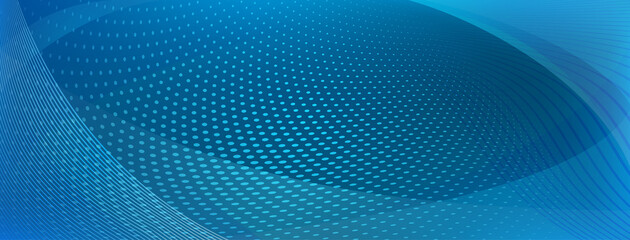 Obraz premium Abstract background made of curves and halftone dots in blue colors