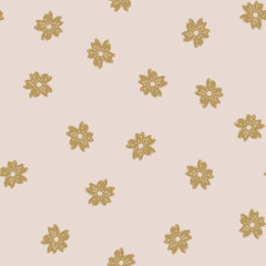 Seamless floral delicate pattern in pink and gold colors. Vector illustration.