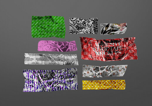 Adhesive Strip Tape Mockup Chrome Silver Metal