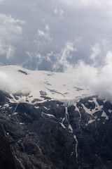 Abstract view of a mountain ridge covered in snow