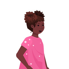 beautiful african american girl cute child female cartoon character portrait vector illustration