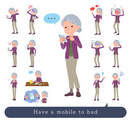Fototapeta premium flat type Purple clothes grandma_Have-a-Mobile-bad