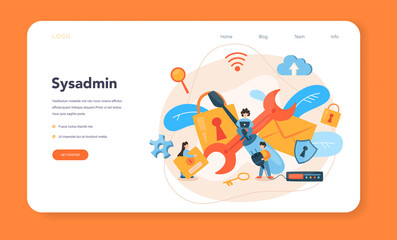 System administrator web banner or landing page