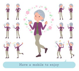 flat type Purple clothes grandma_Have-a-Mobile-enjoy