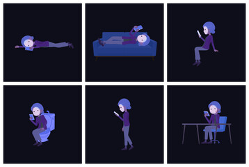 flat type Purple clothes grandma_mobile-in-the-dark