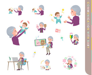 flat type Purple clothes grandma_with-baby