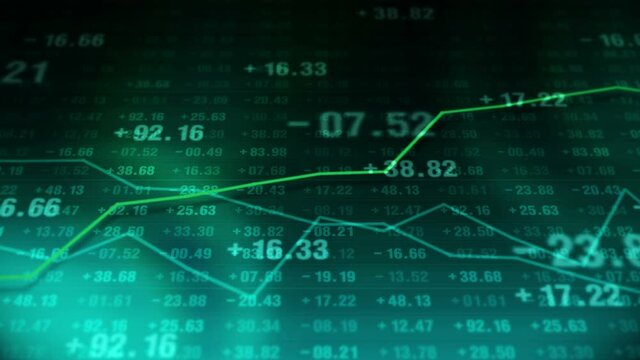 Line graph and numbers in stock market. Business Success and growth concept. Abstract financial chart on screen display. Loop animation.