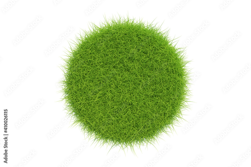 Poster circle grass field on white background with clipping path