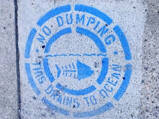 Stamp "No dumping" on the ground texture