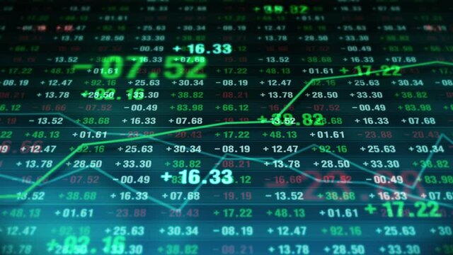 Line graph and numbers in stock market. Business Success and growth concept. Abstract financial chart on screen display. Loop animation.