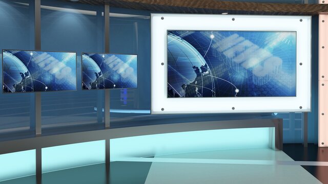 Virtual TV Studio News Set 27. Green screen background. 3d Rendering.  Virtual set studio for chroma footage. wherever you want it Stock 일러스트레이션 |  Adobe Stock