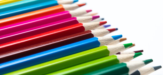 Fototapeta premium Color pencils on white background