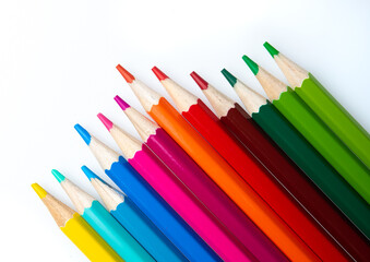 Color pencils on white background