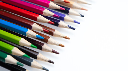 Color pencils on white background