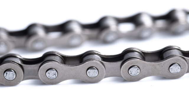 Bicycle roller chain on white background