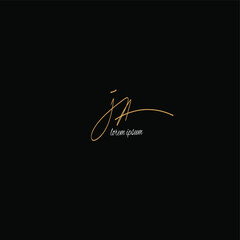 JA initial handwritten calligraphy, for monogram and logo
