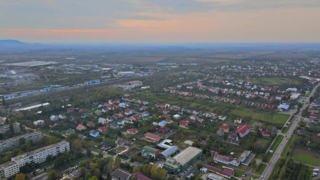 View residential area quarter roofs of city landscape on the Uzhhorod in Zakarpattya UKRAINE