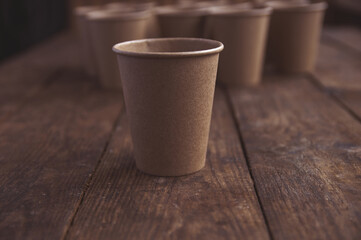 ecological kraft paper cups for coffee and tea dark brown